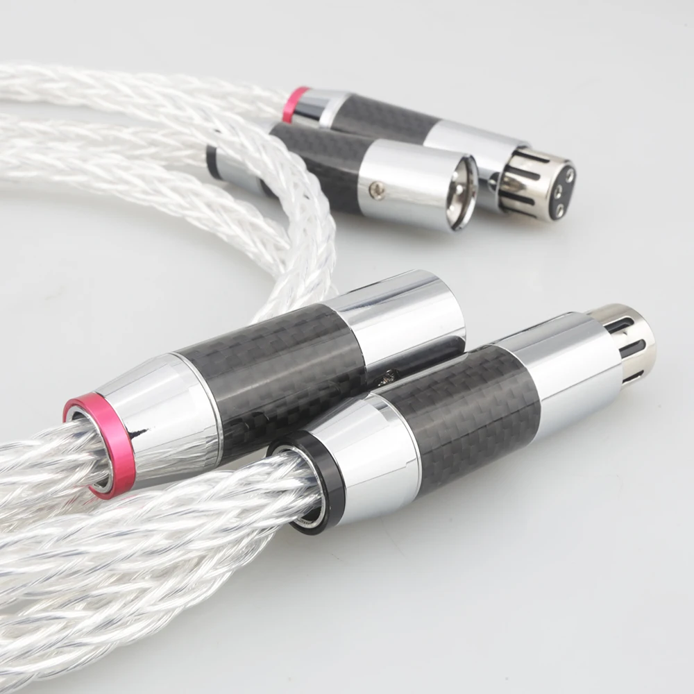 Высококачественный Hi-End 8AG посеребренный OCC 16-жильный аудиокабель с углеродным волокном 3-контактный XLR балансный кабель, разъем xlr