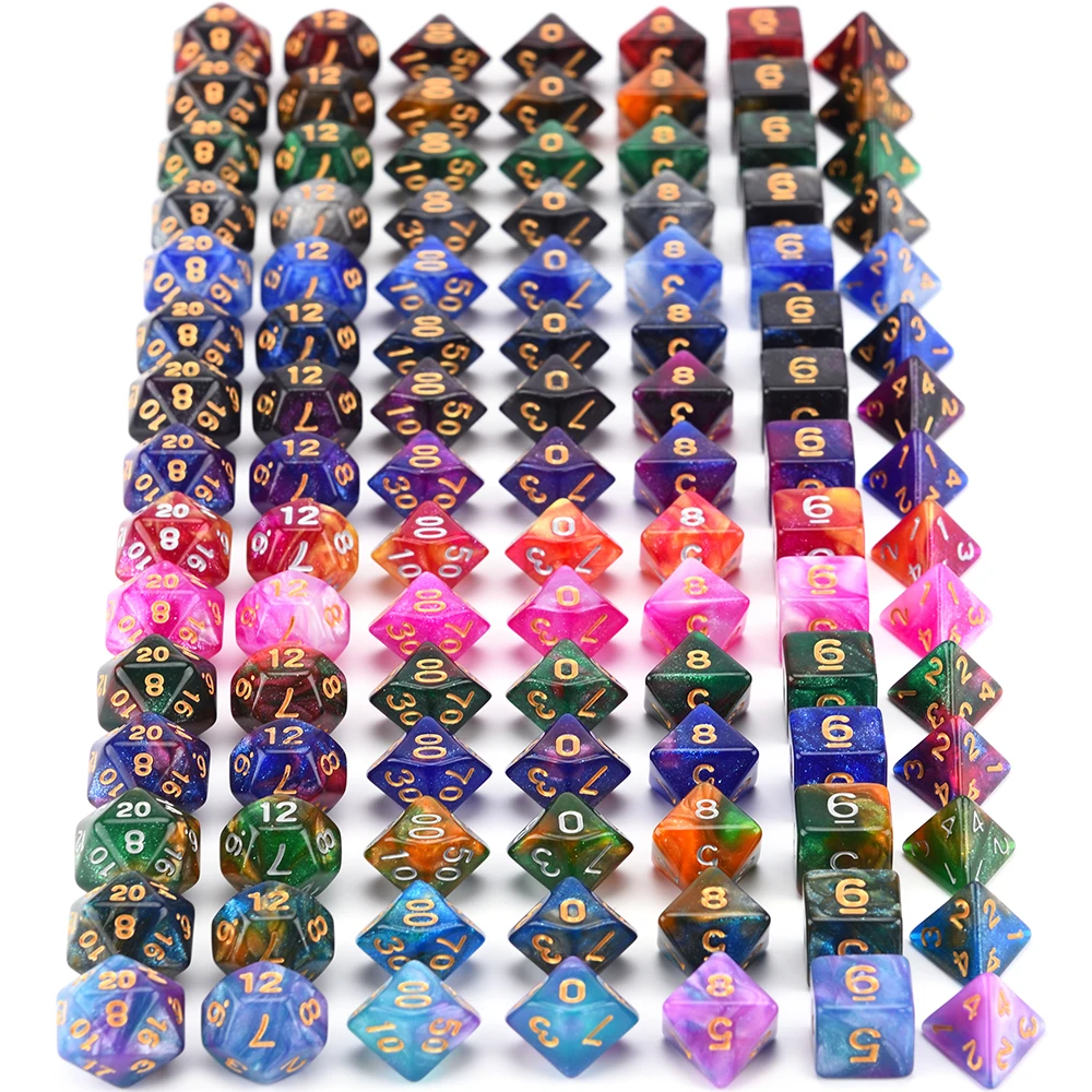 Amiven 7-Die Nebula Dice Set for RPG DnD Dice Collector,15 Color Choices