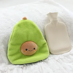 Cute Avocado Rubber Hot Water Bottles Stress Pain Relief Therapy With Knitted Soft Cozy Cover Winter Warm Heat Reusable 1000ml
