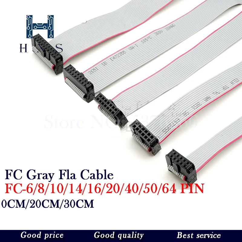 2.54MM pitch 40CM 50CM  JTAG ISP AVR Download Cable Wire FC-6/10/14/16/20/40P PIN Connector Gray Flat Ribbon Data Cable