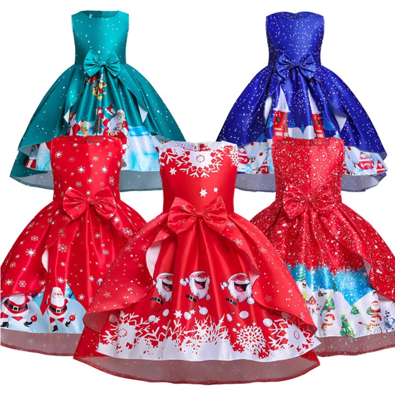 

Girls Christmas Dress Xmas Party Dresses 3-9 Y Vestido Natal Red Clothing New Years Dresses Girls Free Band Halloween Costume
