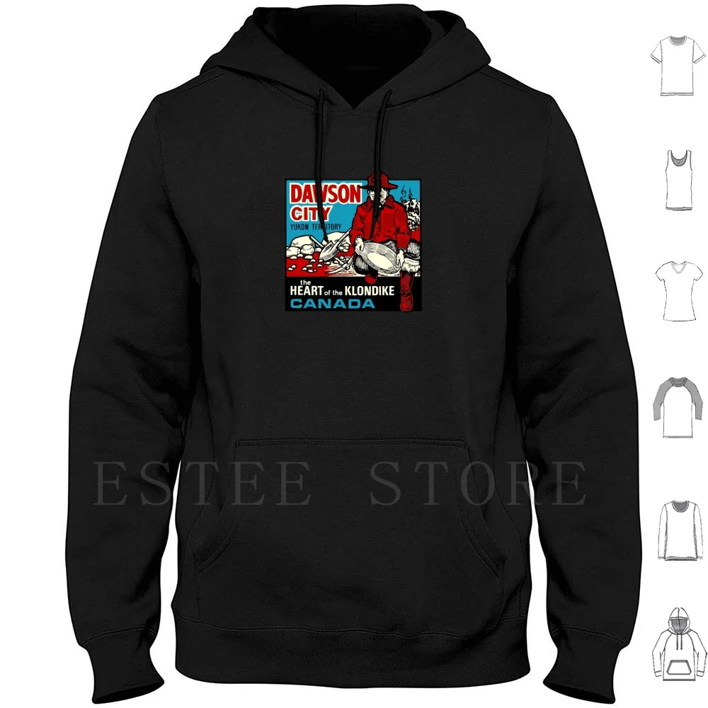 Dawson City Yukon Territory Canada Vintage Travel Decal Hoodies Long Sleeve Dawson City Yukon Territory