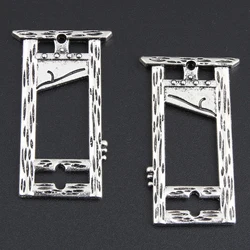 10pcs Silver Color 37x22mm Creepy Guillotine Charms Halloween Gifts Pendant Fit DIY Gothic Jewelry Making Handcrafted Accessorie