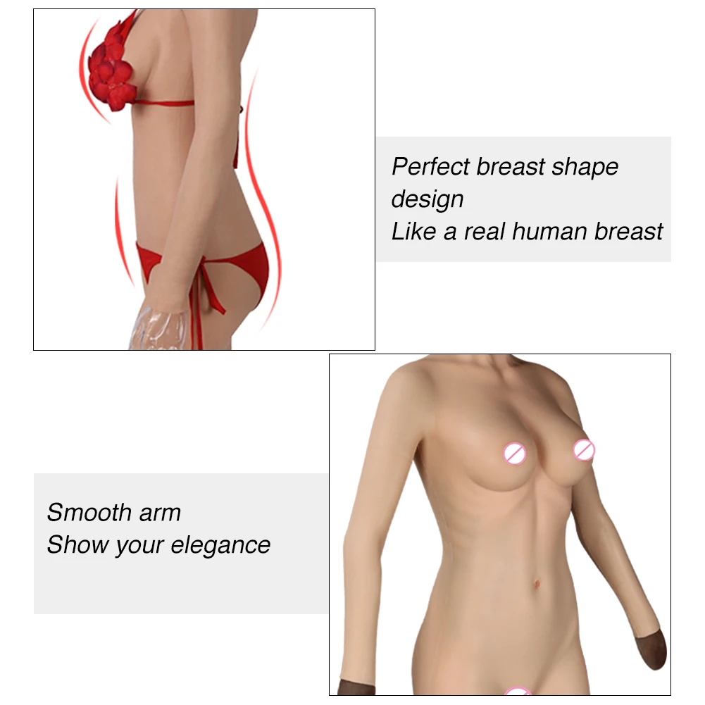 Dokier Fake Pussy Silicone Bodysuit Breast Plate Breast Forms Vagina For Transgender Crossdressers Fake Boobs Drag Queen