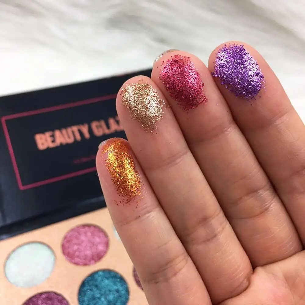 BEAUTY GLAZED 15 Color Eyeshadow Palette Glitter Pressed Makeup Diamond Cosmetic Magnet Shine Shimmer Club Party Maquiagem