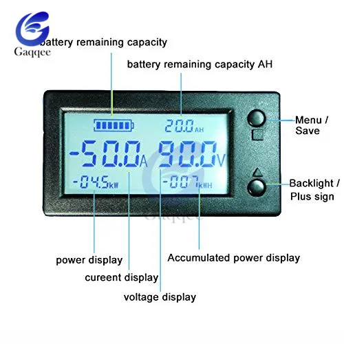 100A 200A 400A STN LCD Hall Coulomb Counter Meter Voltmeter Ammeter Voltage Auto Battery Monitor AMP Power Capacity Indicatotr