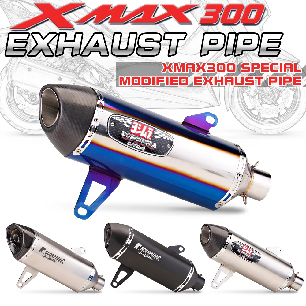 ful-system-motorcycle-exhaust-for-yamaha-xmax-250-300-xmax250-xmax300-modify-front-mid-link-pipe-carbon-fiber-muffler-db-killer