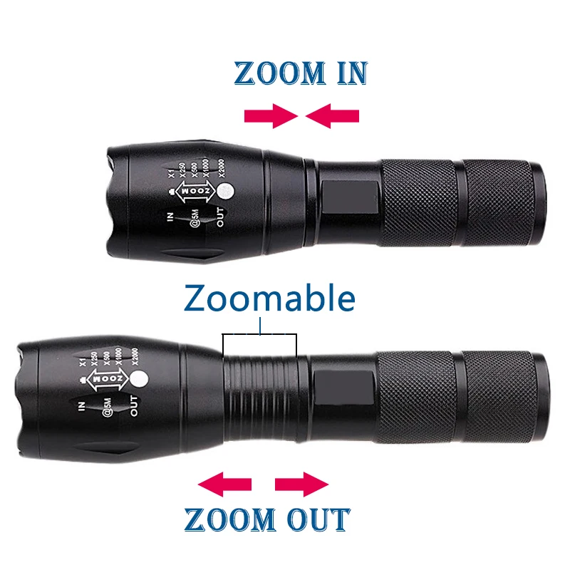 Litwod-linterna LED recargable XML T6, linterna potente con 5 modos de zoom, 5000 LM, batería 18650, para acampar al aire libre