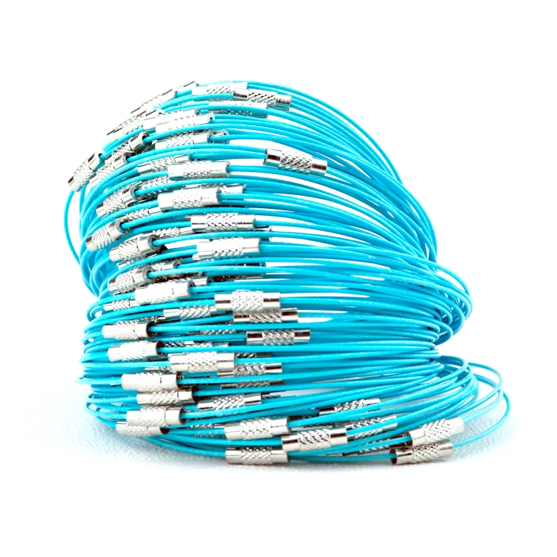 10pcs/lot 9incnes Memory Metal Steel Bracelet Women Silver Loop Screw Clasp Cable Wire for DIY Cords Jewelry Making Wholesale