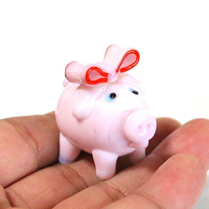 Creative Pink Glass Pig Mini Figurines Cute Cartoon Animal Craft Ornaments Wedding Decor Valentine's Day Party Gifts For Girls image 5
