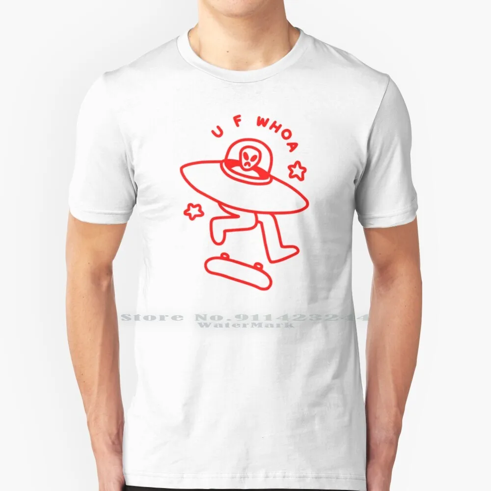 U F Whoa 100% Cotton T Shirt Ufos Skateboards Spaceship Ufo Space Ship Spaceships Rocket Skater Kick Flip Outer Space Funny