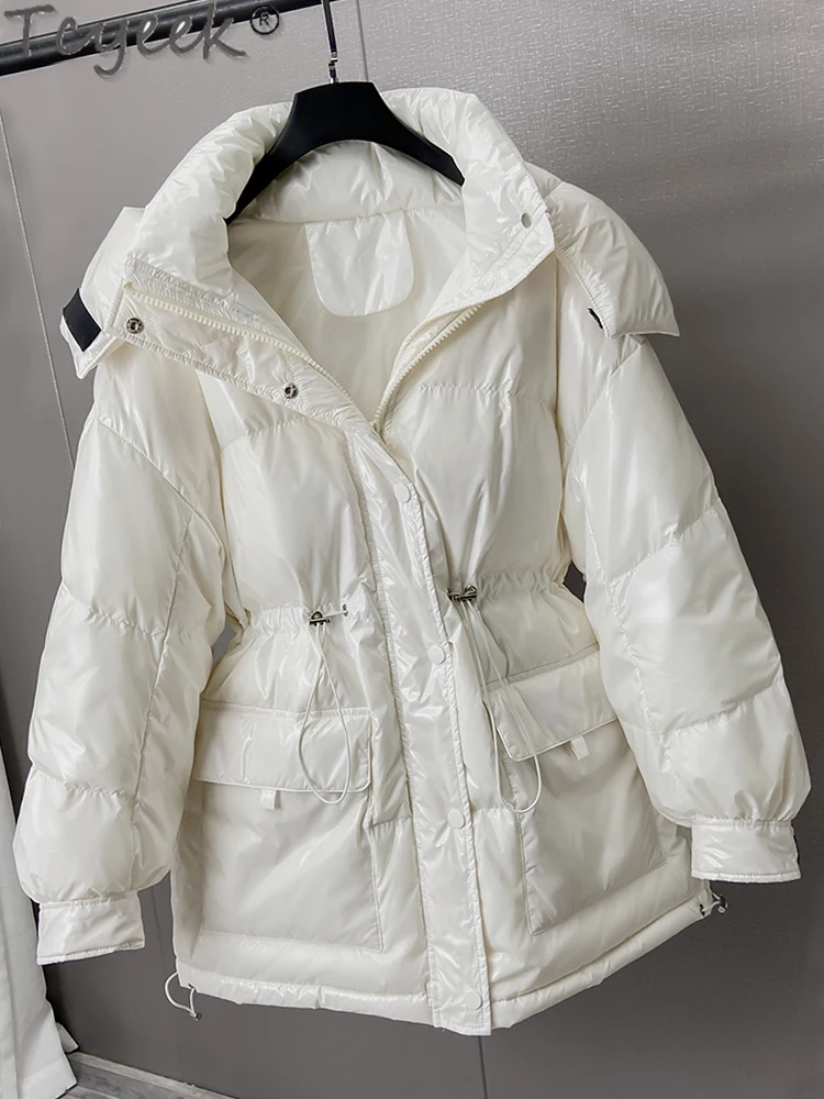 Parkas com capuz de pato branco feminino, casaco coreano feminino, casacos de inverno, 90% baixo, moda, 46, 2021, 46