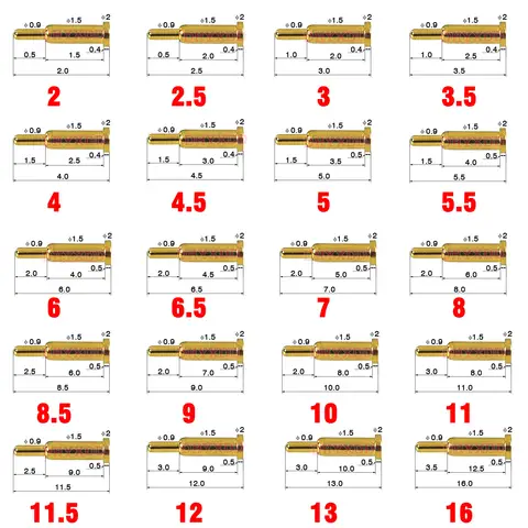 10X Pogo pin connector pogopin Battery spring Loaded Contact SMD needle PCB 2 3 4 5 6 7 8 9 10 12 14 15 16 18 20.5mm Test Probe