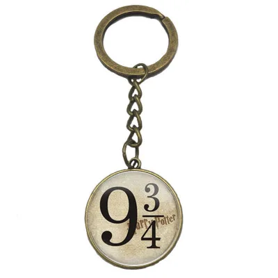  New Hot Sale 9 And Three-quarters Platform Time Gem Glass Keychain Metal Key Ring For Gift