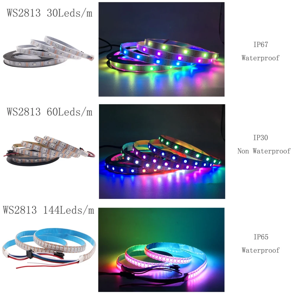 WS2811 WS2812B WS2813 WS2815 30/60/Leds/M Rgb Led Strip Individueel Adresseerbare Tape Licht IP30/IP65/IP67 DC5V DC12V