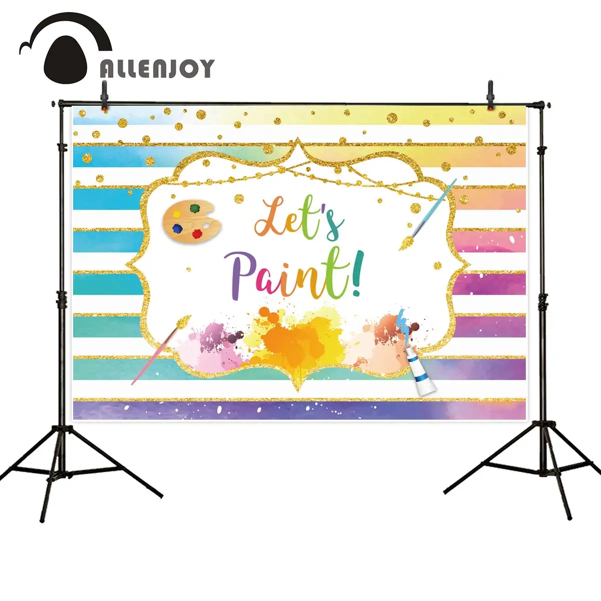 Allenjoy – fond de photo à rayures colorées, points d'or, peinture à l'huile, Palette de pigments, papier peint pour séance photo