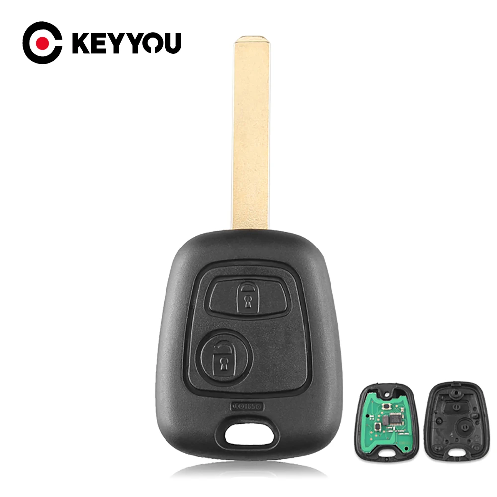 KEYYOU 2 Buttons 433MHZ Remote Car Key Keyless For Peugeot 307 Citroen C1 C3 Car Key VA2 Blade With PCF7961 Chip