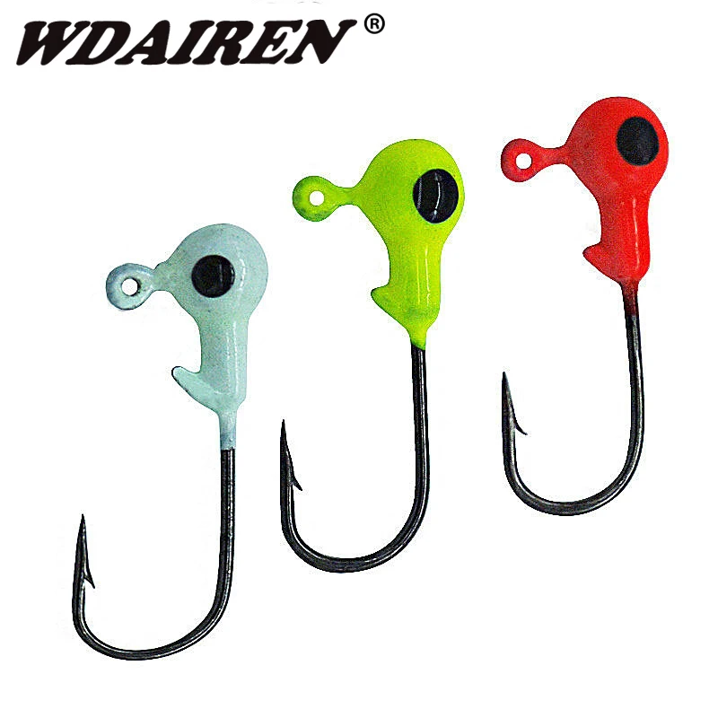 10Pcs/Lot Crank Color Mixing Jig Head Hook 1.2g Fishing Hook Lead Jig Lure Hard Baits Soft Worm Fishing Tackle Accessories