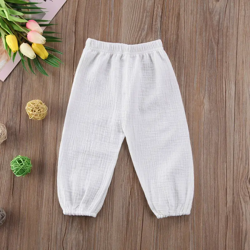 Toddler Infant Child Baby Girls Boy Pants Wrinkled Cotton Vintage Bloomers Trousers Legging Solid Pants 6M-4T