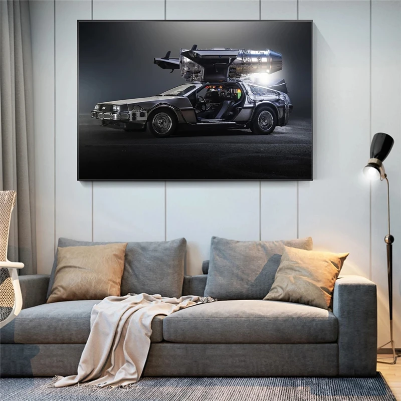 Movies Back to the Future Car Delorean Time Machine Canvas Posters and Prints Art Paintings on the Wall Pictures Home Decor