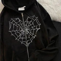 Gothic Harajuku Vrouwen Hoodie Spinneweb Print Korean jogging Sweatshirt Y2K Goth Vinatge Sweatshirt Vrouwen Kleding Voor spring