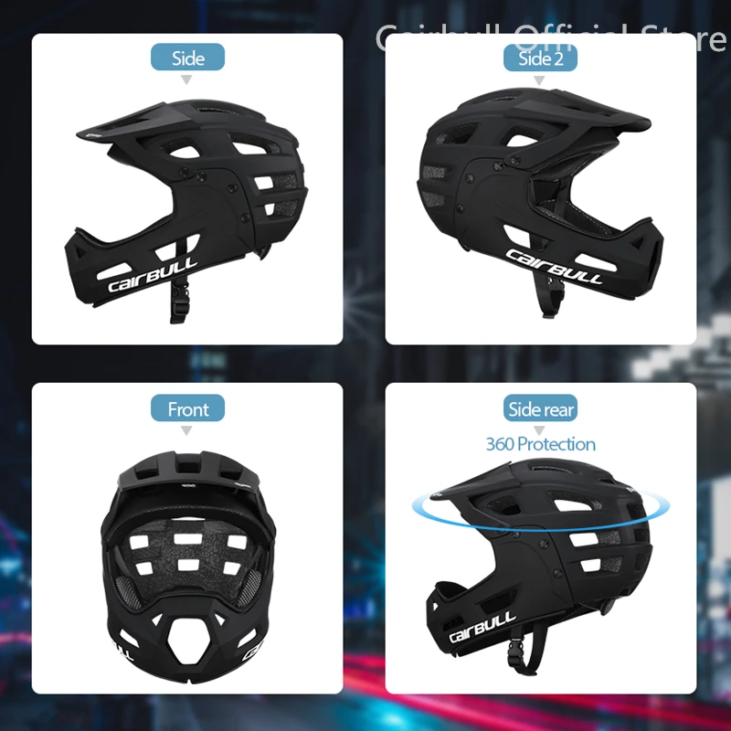 Casco integrale Cairbull per adulti, casco DH MTB, modellato integralmente, caschi da ciclismo per mountain bike, 54-61 cm