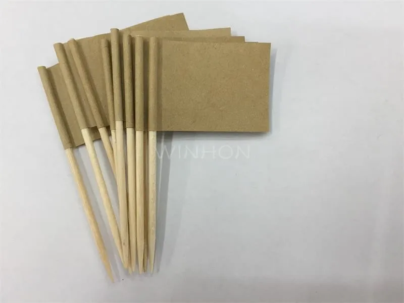 Mini Blank Kraft toothpick Flag 300Pcs Kraft Paper Food Picks Labeling Marking  Cupcake Toppers Decoration Fruit Cocktail Sticks