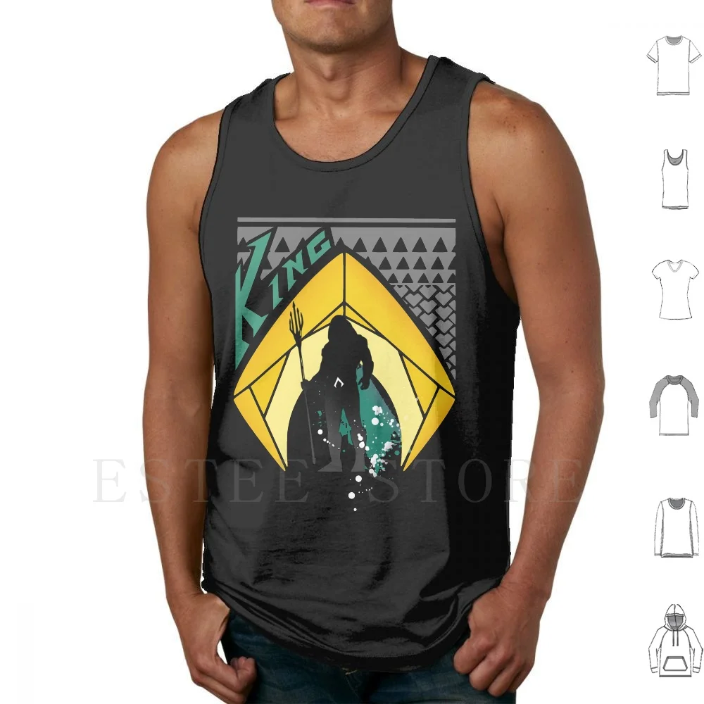 Camisetas sin mangas King Of The Seas, chaleco sin mangas King Seas Ocean Man Black Aqua Super Bat Nerd, superhéroes, cómics Queen Sharks