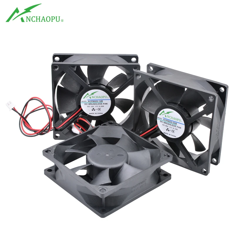 Ventilador ACP8025 8cm 80mm 80x80x25mm DC5V 12V 24V 2 pinos, Ventilador de Resfriamento adequado para inversor de energia de chassis