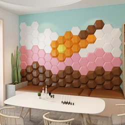 Hexagon Bed Headboard 3D Stereo Wall Sticker Bedroom Tatami Background Decor Aesthetic for Living Room Self-adhesive Wallpaper