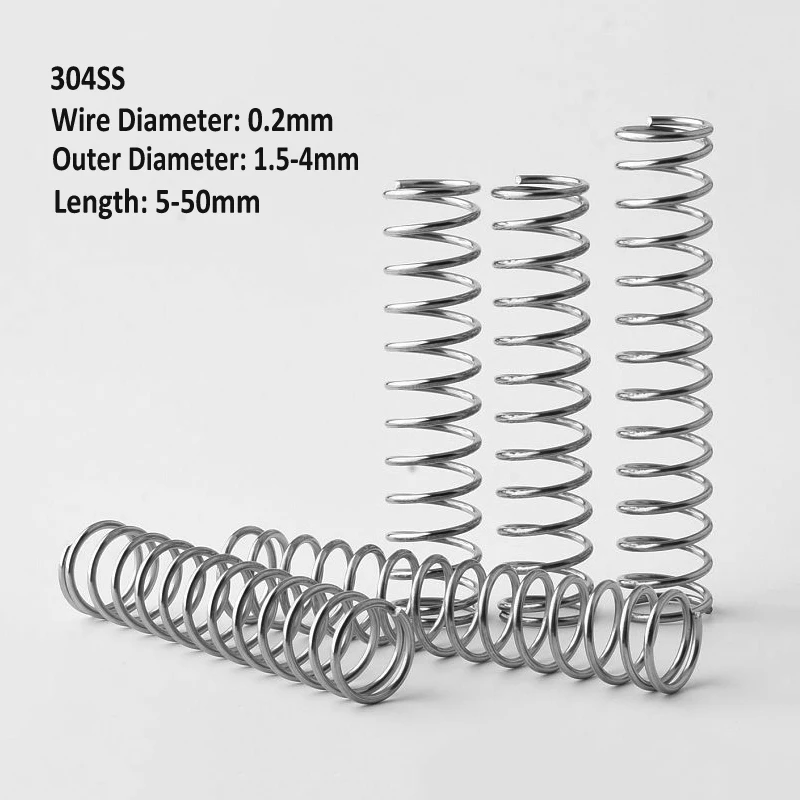 304 Stainless Steel Compression Springs Y-shaped Spring Wire Diameter 0.2mm Outer Diameter 1.5/2/2.5/4mm Length 5mm-50mm
