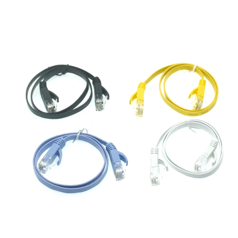 5pack 20cm 50cm 1m 2m3m5m10m 30m 98FT Cable CAT6 Flat UTP Ethernet Network Cable RJ45 Patch LAN Cable Black/ Blue / White Color