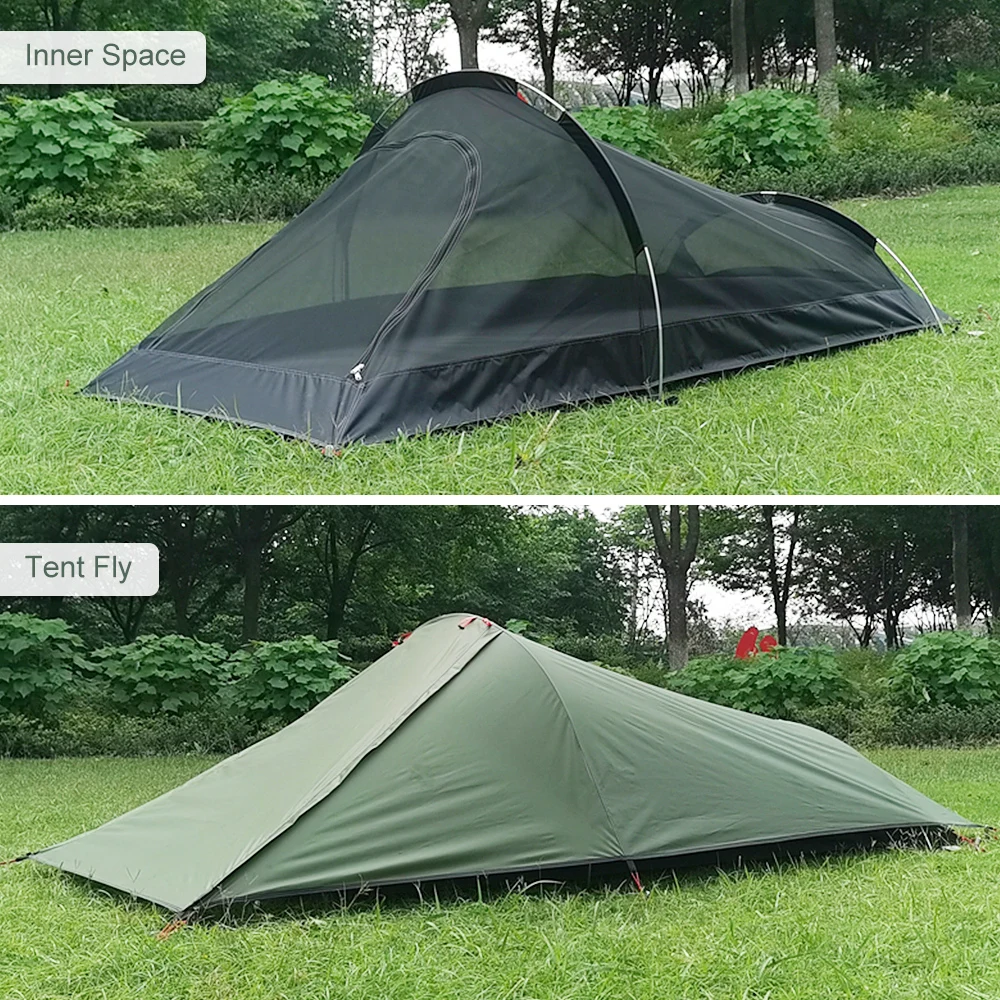 Ultralight Outdoor Camping Tent Single Person Camping Water Resistant Tent Aviation Aluminum Support Portable Sleeping Bag Tent