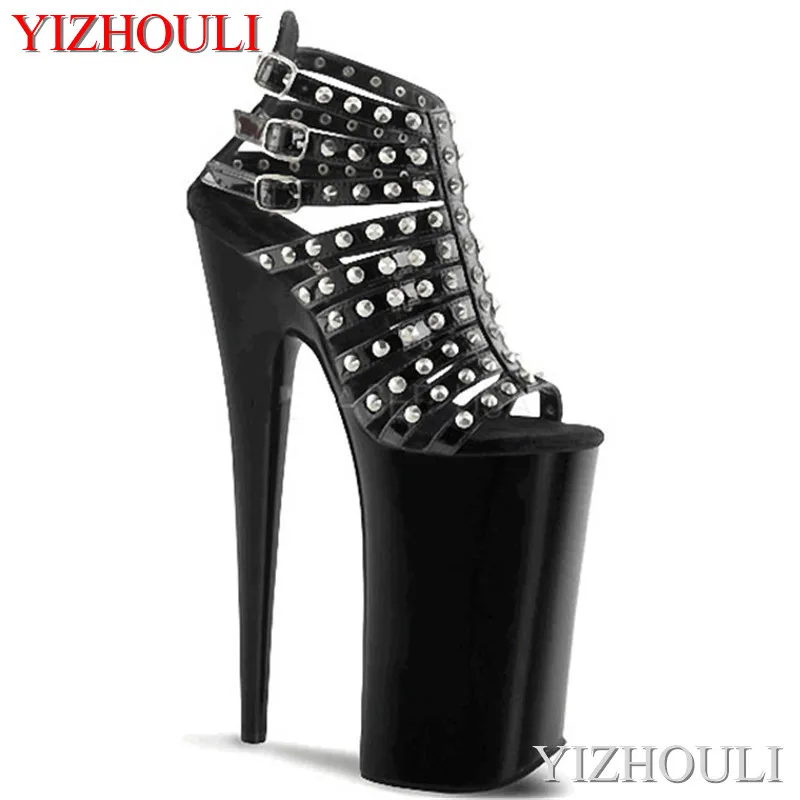 

23 cm high heels, summer women rivet vamp decoration, high heels sexy pole dancing nightclub 9 inch sandals