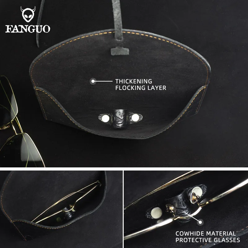 1 pz custodia per occhiali portatile da uomo retrò scatola per occhiali da sole pieghevole in vera pelle porta occhiali scatola per occhiali unisex
