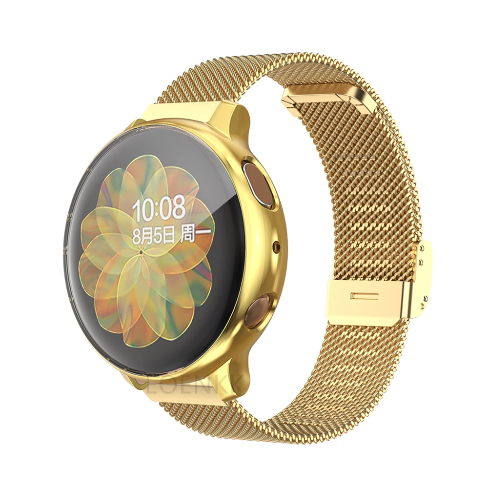 Correa y funda 2 en 1 para Samsung Galaxy Watch Active 2, 44mm, 40mm, cubierta protectora completa, Correa de Metal para reloj inteligente