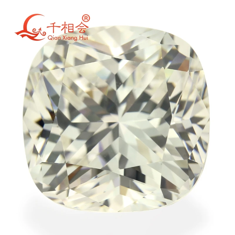 cushion shape IJ or MN yellowish white color  for cubic zirconia loose CZ stone made by Qianxiang Hui  for jewelry making