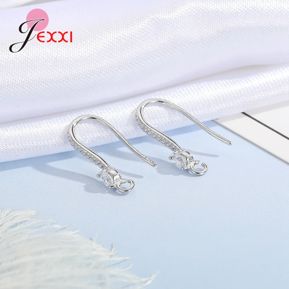 Pendientes de plata brillante para mujer, componentes auténticos para manualidades, joyería de plata de ley 925