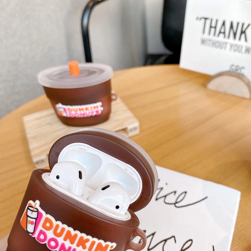 3D Brand Dunkin Donuts coffee Drink Case For AirPods 1 2 3 pro Charge Box Silicone Wireless Bluetooth Earphone Protect cover