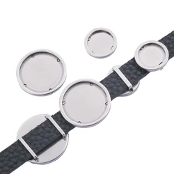 3Pcs Stainless Steel Fit 12mm 20mm Round Slider Cabochon Base Settings Blank Cameo Bracelet Bezel Trays For Diy Jewelry Making