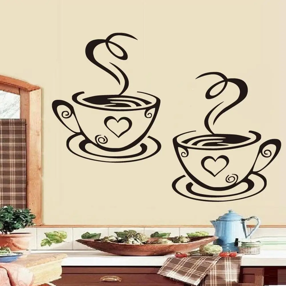 Coffee Wall Stickers for Kitchen Decorative Stickers Vinyl Wall Decals DIY Stickers Home Decor Dining Room Shop Bar