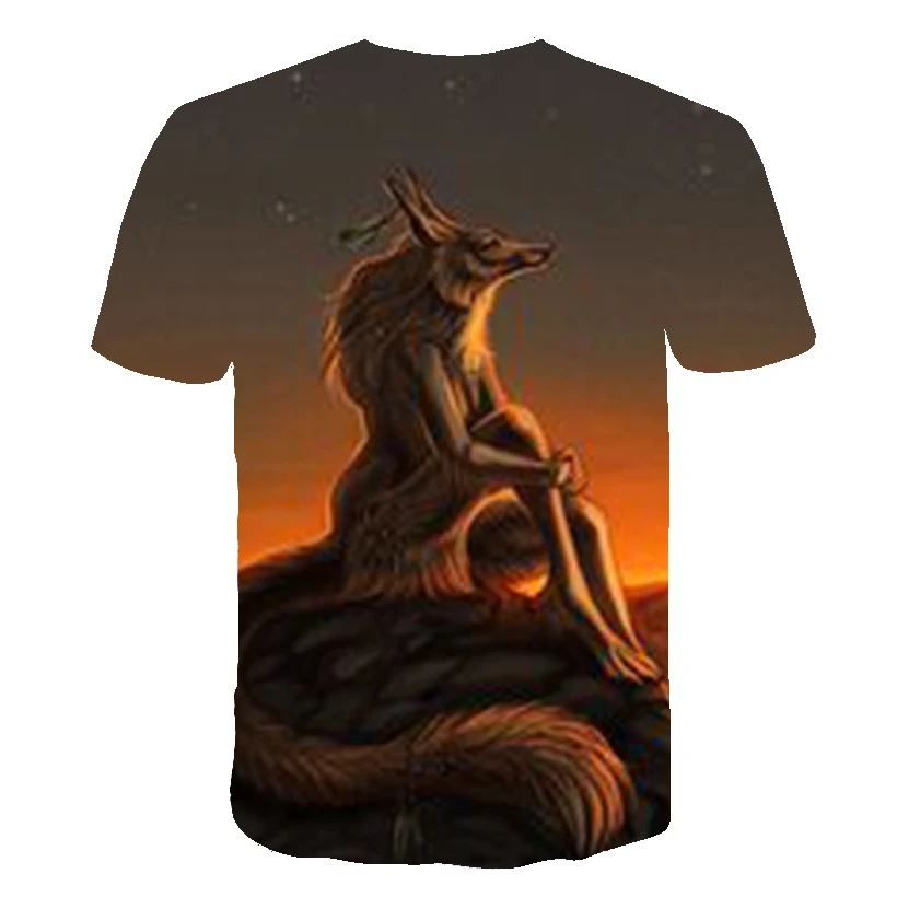 Male Fashion T-shirt Male 2019 Newest 6XL Wolf 3D Print Animal Cool Funny T-Shirt Men Short Sleeve Summer Tops T Shirt Tshirt