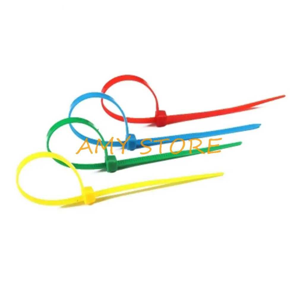 100 Stuks Vervangen 4X200Mm Kabelbinder Bundel Plastic Nylon Zelfsluitende Fastener Clip Clamp Rood Geel blauw Groen Zwart Wit