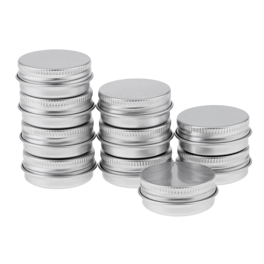 10 Packs 15ml/15g Aluminum Round Tin Jars Cosmetic Empty Screw Lid Cream Containers Lip Balm Cans Flat Top