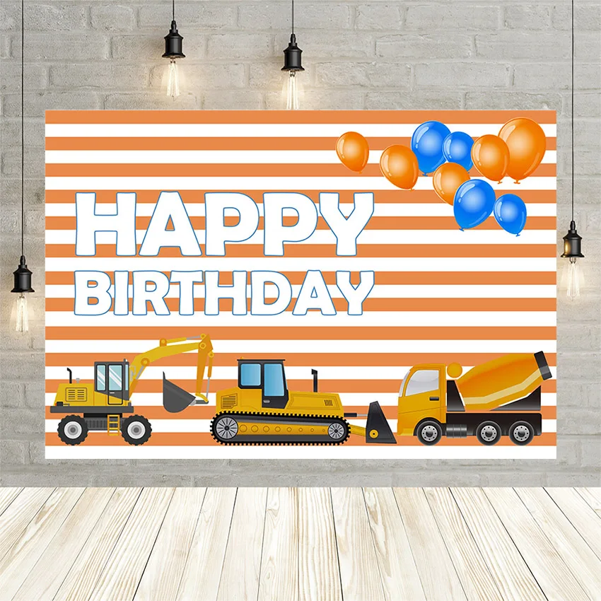 

Avezano Construction Party Background For Boys Birthday Balloons Truck Decor Banner Photography Backdrops Photo Studio Props