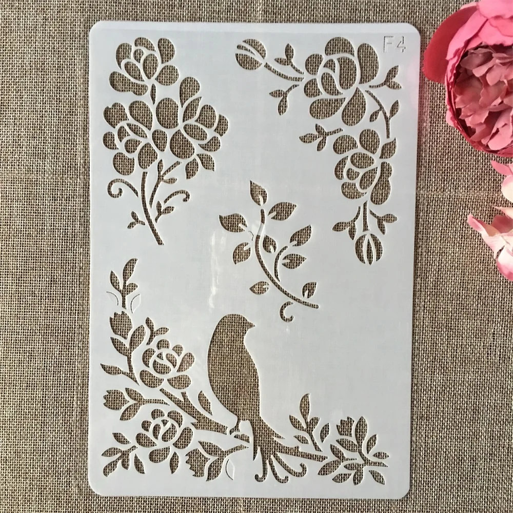 26cm Bird on Tree DIY Layering Stencils Wall Painting Scrapbook Coloring Embossing Album Decorative Card Template