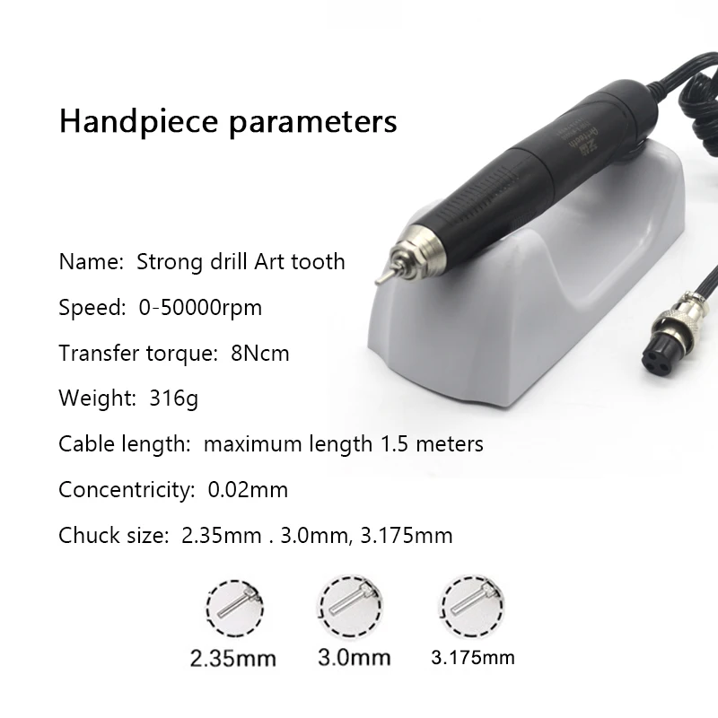 マニキュアを研磨するためのプラスチック製の電動ハンドピース,宝石を研磨するためのqz60 g800,50000rpm