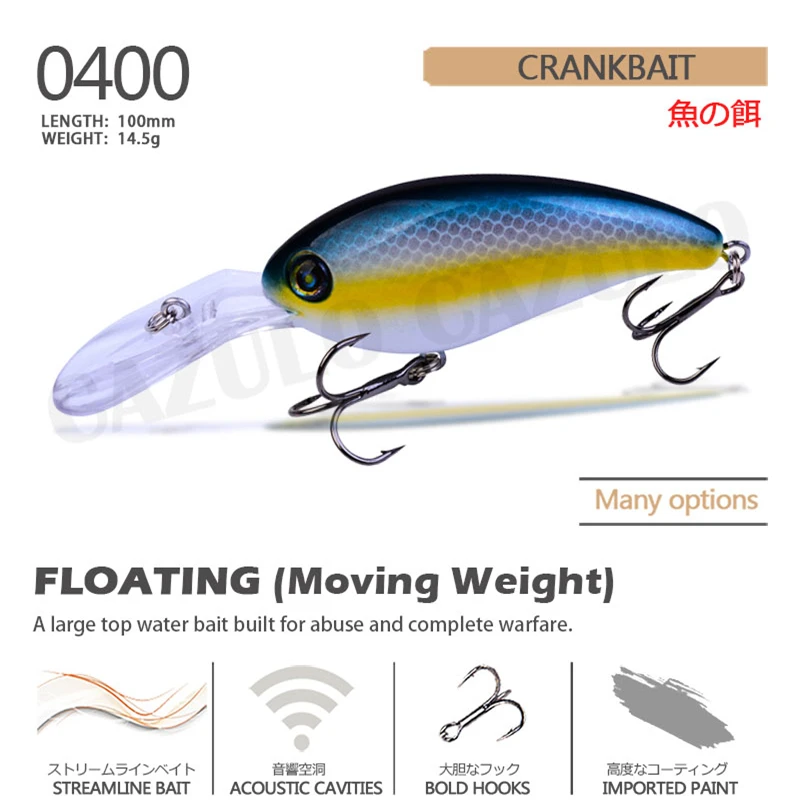 Crankbait Phụ Kiện Câu Cá Dụ Cau Nhân Tạo Trọng Lượng 14.5G 10Cm Peche En Mer Nổi Wobblers Biển Bass Đuôi Cá leurre