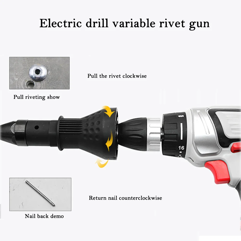 7ชิ้น/เซ็ตไฟฟ้า Riveter อ่อนนุช Riveting เครื่องมือไร้สาย Riveting สว่านอะแดปเตอร์ใส่ Nut เครื่องมือประแจถั่ว2.4- 4.8มม.