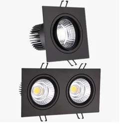 Foco Led, lámpara de techo empotrable LED COB, regulable, 220V, 110V, foco Led cuadrado doble individual